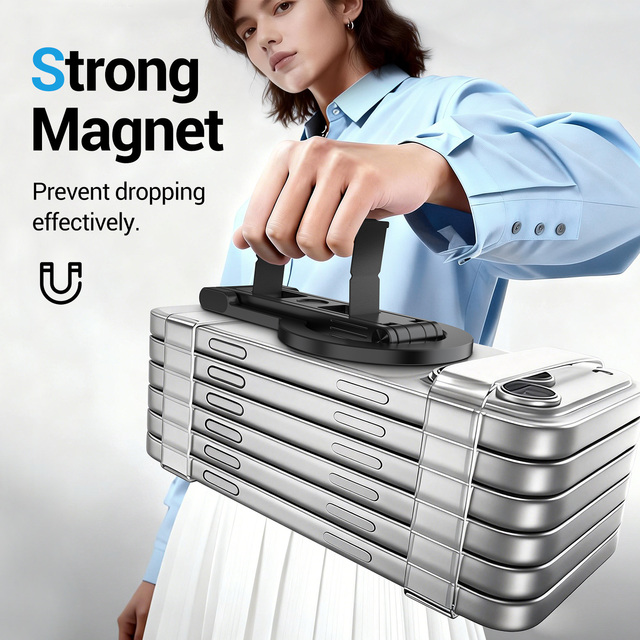 Mini Aluminum Alloy Folding Magnetic Holder Tripod Stand with Dustproof & Anti-Corrosion for Outdoor Selfie Vlog and Desk Use