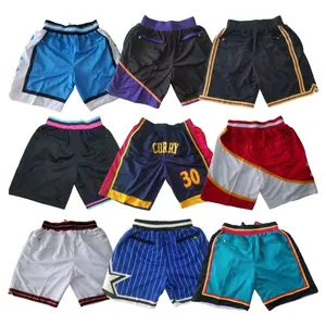 Pantalones cortos de alta calidad Retro Vintage doble capa malla bolsillos con cremallera Curry 30 bordado Don Black Nbaing ropa de baloncesto