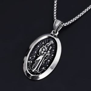 Collar de Cadena con Colgante de Moneda Dorada de la Virgen María, Joyería Religiosa Cristiana, Acero Inoxidable, Directo de Fábrica - Product Image 1