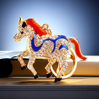 Porte-clés Cheval en Cristal, Breloque de Sac Scintillante en Strass avec Charme de Sac Doré pour Femmes et Hommes Amoureux des Chevaux