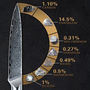 10% de descuento en mango de Pin de mosaico G10 negro, cuchillo profesional de acero de <span class=keywords><strong>Damasco</strong></span> de 5 pulgadas, juegos de cuchillos para carne de mesa con núcleo de acero VG10 - Product Image 5