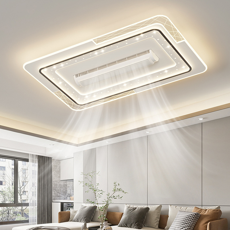 Modern Bladeless Ceiling Fan Light with Remote Control Dimmable LED Flush Mount Ceiling Lamp for Living Room OEM Factory Custom