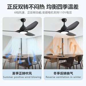 Ceiling Fan Light 52 Inch Led Flush Mount Fixed Blade For Living Room Bedroom - Product Image 4