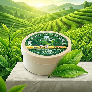 Y402 Yoko Green Tea Spa Salt Shower Bath 380g. Shower Bath Exfoliating <b>Scrub</b> Enriched with Vitamin E for Skin Lightening - Product Image 2