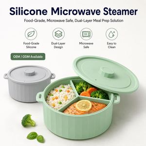 Cuisinière vapeur en silicone de qualité alimentaire LA avec conception à double couche et compartiments pour la préparation de repas sains – Fournitures et centre de vente en gros - Product Image 1