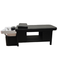 Lit de lavage et de soin pour salon de coiffure et de beauté, avec réservoir d'eau, fonction massage et plateau inclinable