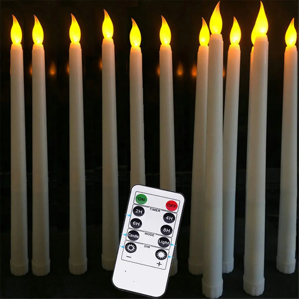 AAA Battery Operated Flameless LED Taper Candles flickering remote Taper wedding led taper candle