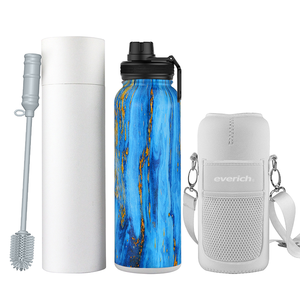 Everich, botella de agua de viaje personalizada de 40oz, aislante al vacío, doble pared, boca ancha, acero inoxidable con cepillo y botella de insectos a la venta - Product Image 5