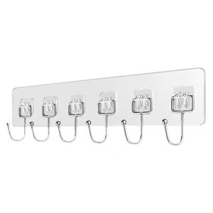 Tùy Chỉnh Chấp Nhận 6 Trong 1 Tự Dính Tracess Treo Móc Đấm Miễn Phí Trackless Ma Thuật Áo Móc Áo Cửa Và Tường Móc Áo - Product Image 3