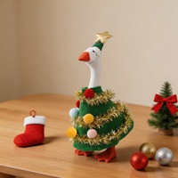 Nouvel ensemble de décoration de bureau pour arbre de Noël en tissu de 7 pouces, motif d'oie blanche, lavable à la main