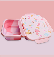Boîte à bento scolaire sans BPA pliable pliable réutilisable Oem pique-nique enfants boîte à lunch extérieure durable réutilisable boîte à lunch