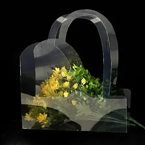 Tiktok, superventas, 2023, bolsas personalizadas de plástico de Pvc transparente con flores, bolsas de regalo de boda, bolsas de embalaje para ramo