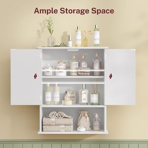 Armadietto Moderno da <span class=keywords><strong>Bagno</strong></span> a Parete con Ante Scorrevoli e Ripiano Regolabile, Finitura Bianca <span class=keywords><strong>per</strong></span> <span class=keywords><strong>Bagno</strong></span> e Lavanderia - Product Image 4