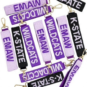 Llavero de Nylon Tejido Personalizado con Mosquetón, K-State Wildcats Emaw, Regalo para Fanáticos del Deporte, Rectangular, con Cuentas, Duradero y Ligero - Product Image 1