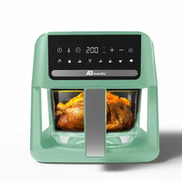 Anbolife 6L Friteuse à air numérique saine avec contrôle numérique, panneau de contrôle numérique en verre visible, pot de friteuse à air, four électrique en verre