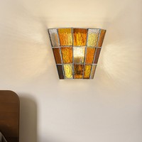 Lampe murale vintage française du milieu du siècle en fer et verre teinté à LED pour chevet, salon, couloir et éclairage d'ambiance