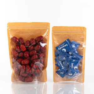 Laminated Snack Packaging Kraft Paper Bags Wholesale Bolsa Stand Up <b>Pouch</b> Con Ventana <b>Zip</b> Lock Bags for Food Storage - Product Image 3