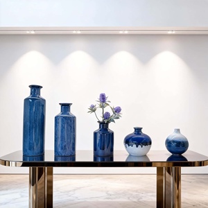 Set di <span class=keywords><strong>Vasi</strong></span> <span class=keywords><strong>in</strong></span> <span class=keywords><strong>Ceramica</strong></span> per Composizioni Floreali, Decorazione per Hotel, Vaso Piccolo <span class=keywords><strong>in</strong></span> <span class=keywords><strong>Ceramica</strong></span> Blu Creativo, Arredamento Raffinato per la Casa - Product Image 1