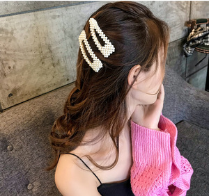 Pinces à <span class=keywords><strong>cheveux</strong></span> <span class=keywords><strong>avec</strong></span> perles pour femme, accessoire capillaire, bijou à la mode, élégant, Design coréen, Barrette, épingle, 1 pièce, Q464 - Product Image 4
