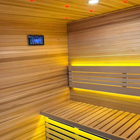 Sauna Cuadrada Interior de Cedro Rojo Canadiense Premium para 6 Personas, para Baño o Spa, con Estufa Eléctrica Harvia