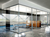 Panneaux de cloison en verre trempé clair bureau sans cadre givré décoratif intérieur trempé demi mur de verre mobile prix