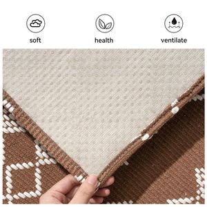 Geometric Pattern Area Rug Rectangle Brown White Design Living Room Bedroom Floor <b>Mat</b> Washable Home Decor - Product Image 5
