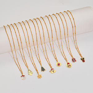 Conjunto de Collar, Aretes, Pulsera y Anillo de Cuentas de Acero Inoxidable de Moda Navideña 2024, Regalo para Fiestas - Product Image 1