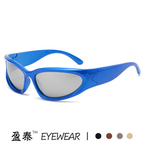 Lunettes de soleil Y2K pour femmes, monture argentée en PC, protection UV400, classe 2, lunettes de soleil de cyclisme, style punk, lunettes tendance - Product Image 5