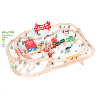Jeu de construction éducatif DIY en bois de hêtre et plastique, 130 pièces, train électrique d'aéroport, puzzle écologique, vente chaude