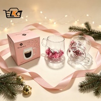 Mug en verre borosilicate à double paroi avec poignée, motif floral, pour thé, café, idéal pour la maison, les fêtes, le bureau, ou comme cadeau – Nouveauté très prisée