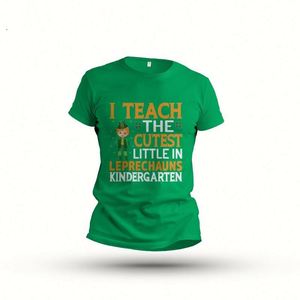 Camiseta al por Mayor con Diseño Gráfico de Trébol de Cuatro Hojas para el Día de San Patricio, Camiseta Verde Informal con Diseño Personalizado - Product Image 3