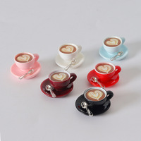 Miniature de maison de poupée XR : Assiette à pain et gâteau en résine, mini-jouet, ornement de simulation alimentaire, modèle de jeu, accessoires tasses à café et cuillères