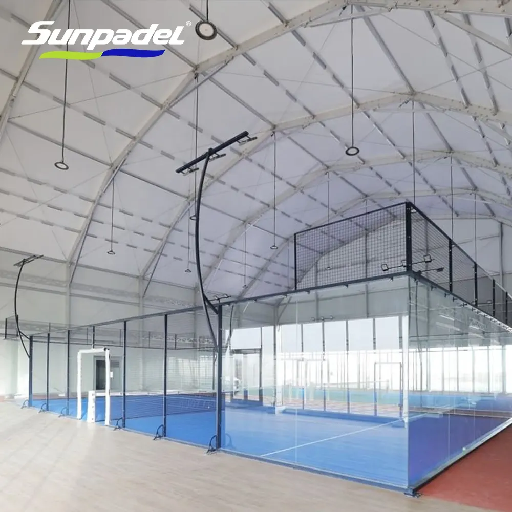 Wpt design atacado comprar dimensões de preço de fábrica tamanho 10*20m super panoramico padel tênis tribunal em dubai