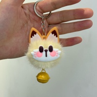 Porte-clés pendentif pour sac ou voiture, en forme de chat mignon avec boule de charbon en peluche et sac en coton