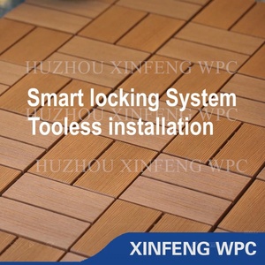 Mịn gỗ-hạt <span class=keywords><strong>WPC</strong></span> <span class=keywords><strong>DIY</strong></span> lồng vào nhau sàn gạch thời trang ngoài trời Patio Composite decking cho vườn vị trí chải - Product Image 4