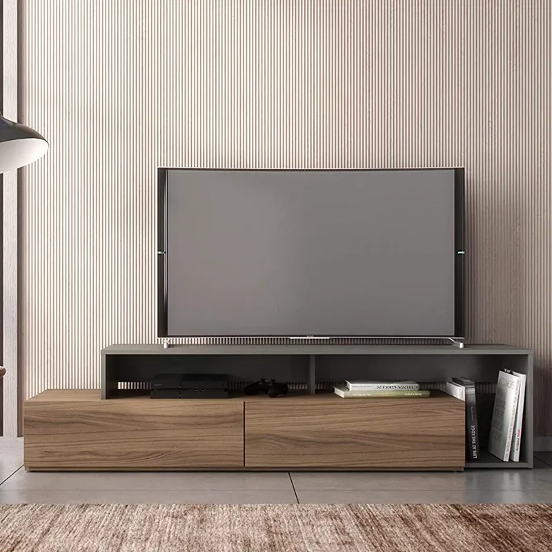 Mesa de tv de madeira marrom <span class=keywords><strong>72</strong></span> polegadas, mesa de televisão para sala de estar e armário de tv