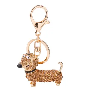 Trendy teckel teckel vormige sleutelhanger leuke dvery singleshund hond sleutelhanger met kleine kristallen