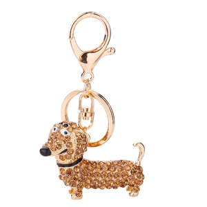 Trendy Bling Teckel en forme de teckel porte-clés mignon Dvery Singleshund chien porte-clés avec petits cristaux pour cadeau - Product Image 1