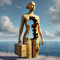 Offre Spéciale grandeur nature en laiton moulé debout abstrait 3d homme Bronze Statue tenant la valise Sculpture