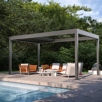 Luxuriöse Motorisierte Aluminium-Pergola Outdoor-Pavillon Verstellbares Lamellendach LED-Beleuchtung Wasserdicht Korrosionsbeständig für Pool und Terrasse