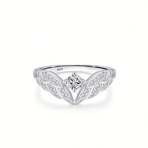 Ensemble de bijoux Ailes d'ange, collier, boucles d'oreilles et bague en argent 925 avec zircon, pour mariage, fiançailles, cadeau - Product Image 6