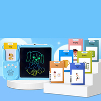 Tablet menulis LCD 2 in 1, perangkat pendidikan dini dengan kartu Flash bicara 224 kata, mainan belajar pendidikan prasekolah untuk anak-anak