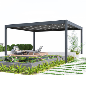 Pergola moderne en aluminium avec revêtement en poudre, homologuée CE, avec supports <span class=keywords><strong>4x4</strong></span>, dimensions personnalisables - Product Image 1