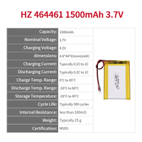 OEM ODM Grosir HZ 464461 3.7V 1500mAh Baterai Lithium Ion Polymer Isi Ulang 500 Siklus Penjualan Laris Baterai LiPo Berkualitas Tinggi