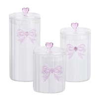 Ensemble de 3 pots en verre borosilicate avec poignée en forme de cœur, récipients de stockage pour aliments secs de cuisine, compatibles lave-vaisselle
