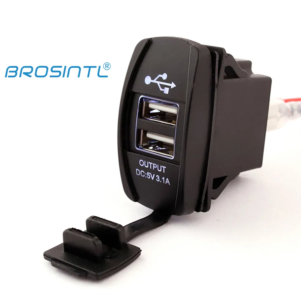 Brosintl BC041KB 5V 3.1A Output Dual Port Usb Charger Socket Voor 12V - 24V Universal Car Auto automobiel