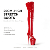 Stivali da Stripper Personalizzati 8 Pollici Sopra il Ginocchio in PVC Lucido OEM Scarpe da Donna per Performance sul Palco e Pole Dance