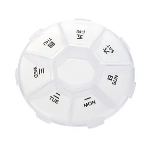 7 Days And 7 Grids Round Rotating Transparent Pill Box Creative Portable Mini One Week Fructose Pill Storage Box