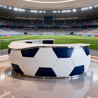 Bureau d'accueil moderne au design ovale de ballon de football, mobilier de bureau brillant pour hôtels et centres commerciaux