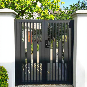 Villa extérieure Porte d'entrée principale en métal aluminium Portes d'allée coulissantes automatiques électriques modernes pour les maisons - Product Image 2